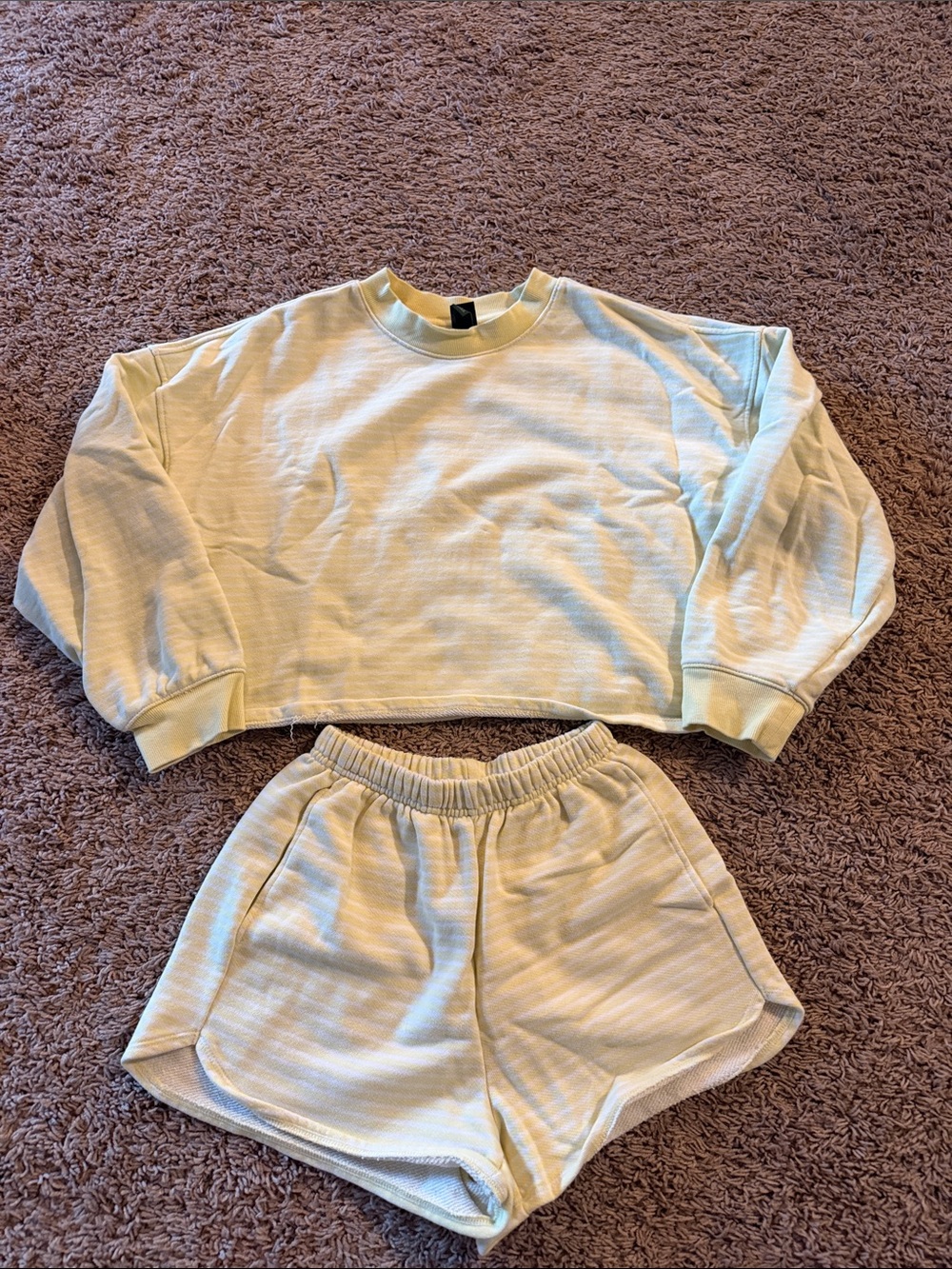 Women’s Soft Yellow Lounge Set - Crewneck Top & Shorts
